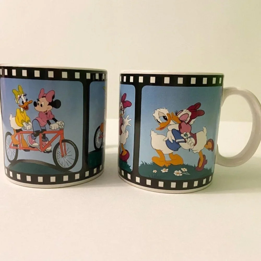 Vintage 1988 Applause Donald Duck Minnie Mouse Set of 2 Mugs Made In Korea